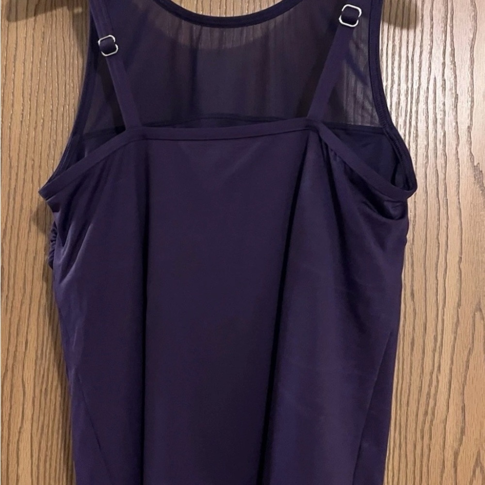 Lands' End Tankini Swimsuit Mesh Top Size 14 Modest  Purple Mesh Neckline NWOT - Picture 2 of 2